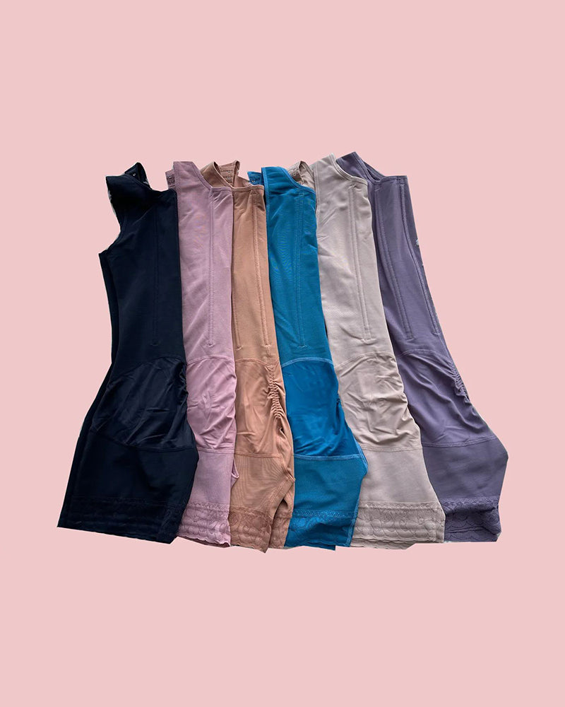 2029 High Double Compression Garment Abdomen Tummy Control Adjustable Bodysuit with Hooks