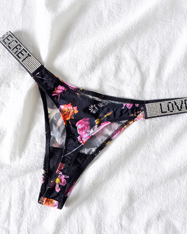 Sexy Low Waist T Pants Narrow Edge Water Diamond Underwear Sports Hip Lifting Thong Breathable Invisible