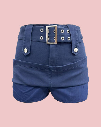 High Waisted Mini Slim Fit Denim Skirt With Shorts Underneath