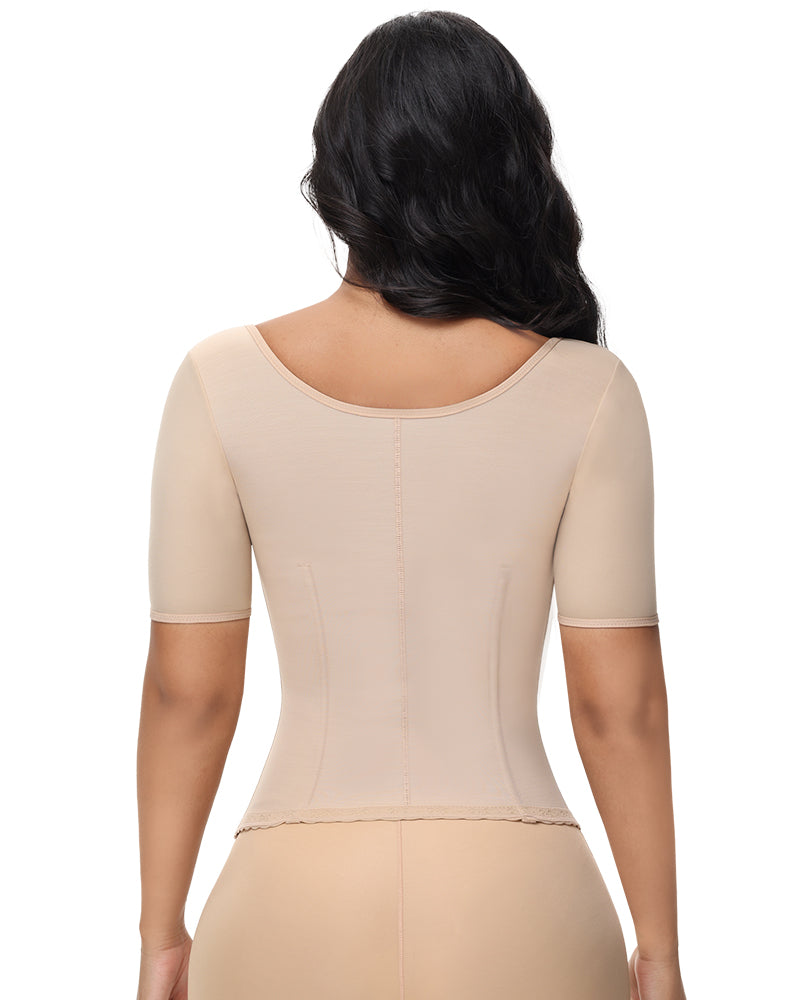 Back Support with Sleeves Hook Eyes Control Vest