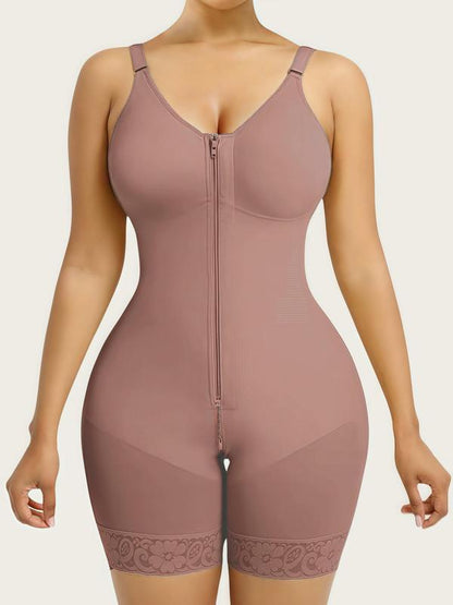 Breathable Leg Fabric Patchwork Bust Shaping Bodysuit