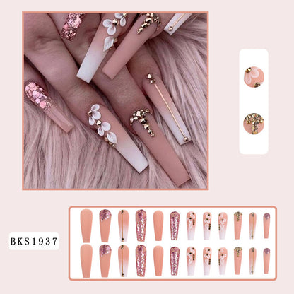 Gradient Camellia Wearable Manicure with Diamonds
