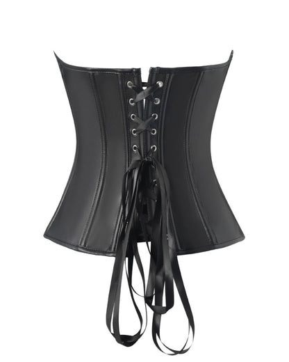 Sexy Front Zipper Tummy-Control Leather Corset Top