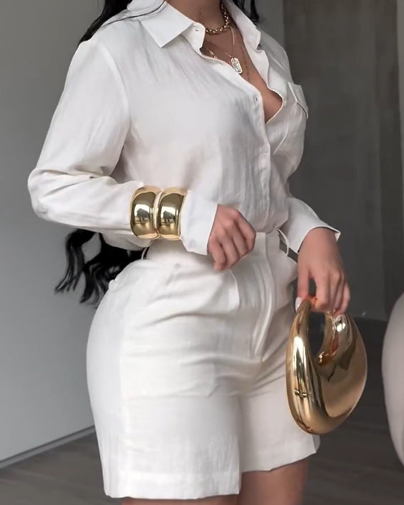 2 Piece Sets For Women Fashion Casual Shirts And Shorts
