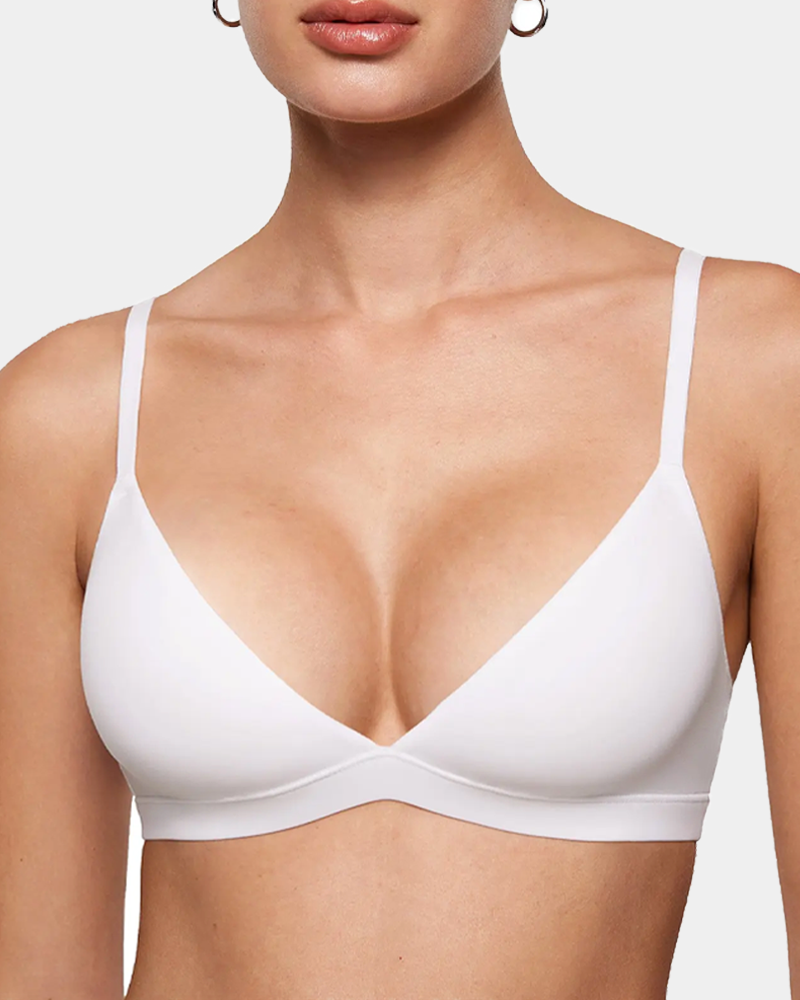 Unpadded Seamless Triangle Bra with Deep V &amp; Wire-Free Cups