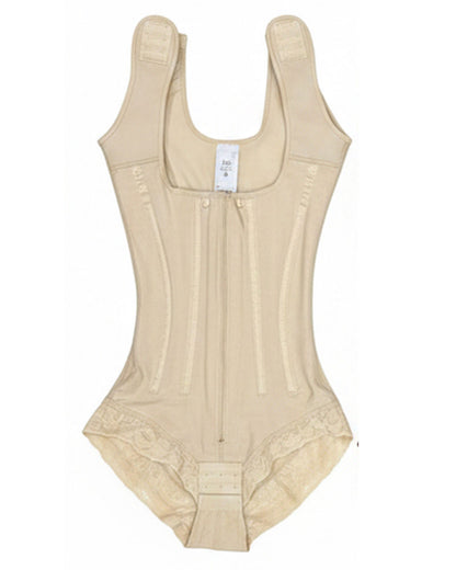 Zippered Front Opening Shapewear Bodysuit