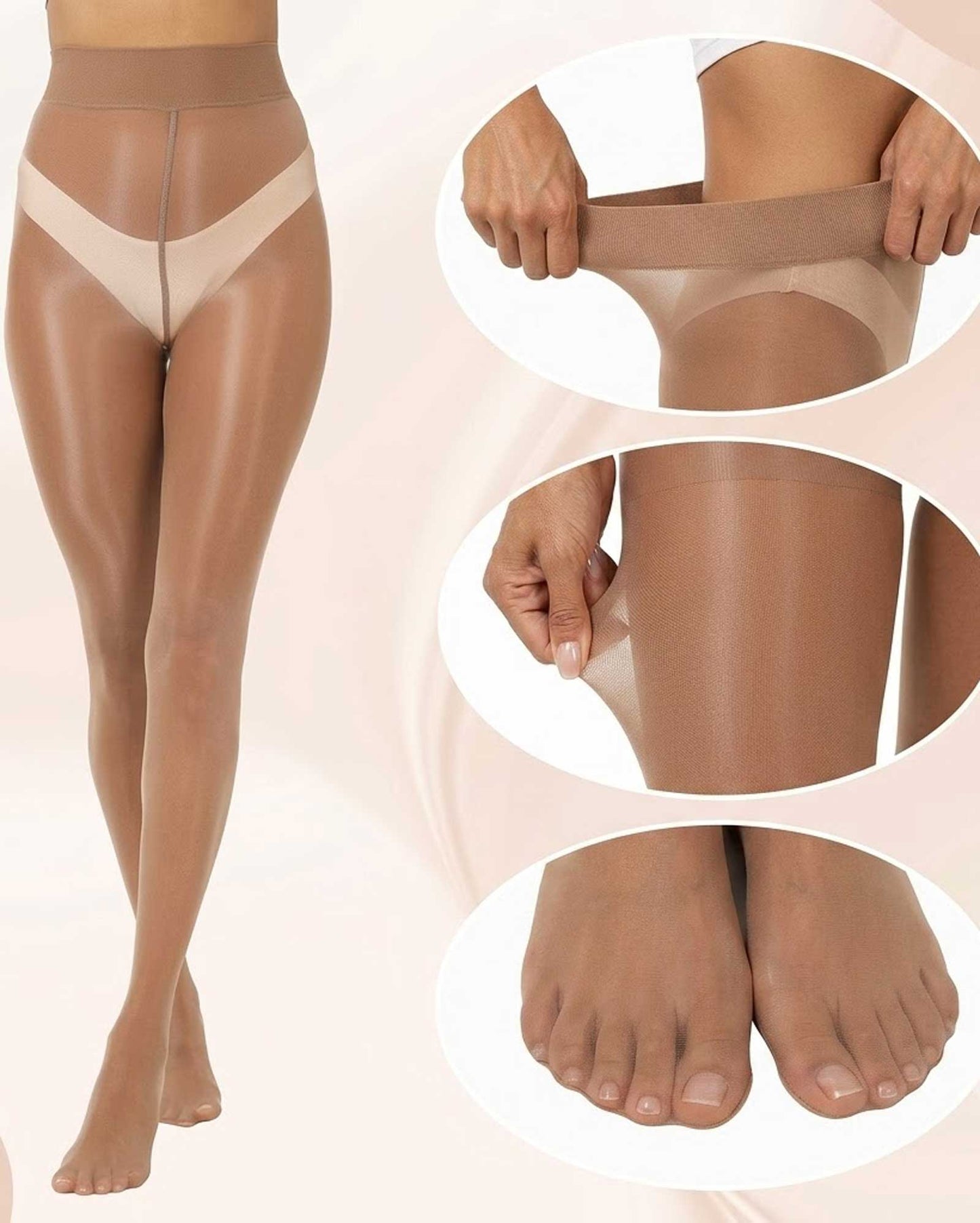 High Waisted Shiny Sheer Shaping Pantyhose