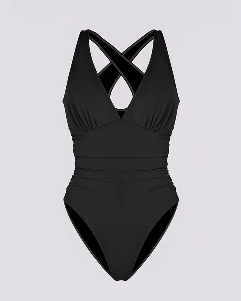 Ruched Front Tummy Control &amp; Butt Lifter Shaping One Piece Swimsuit