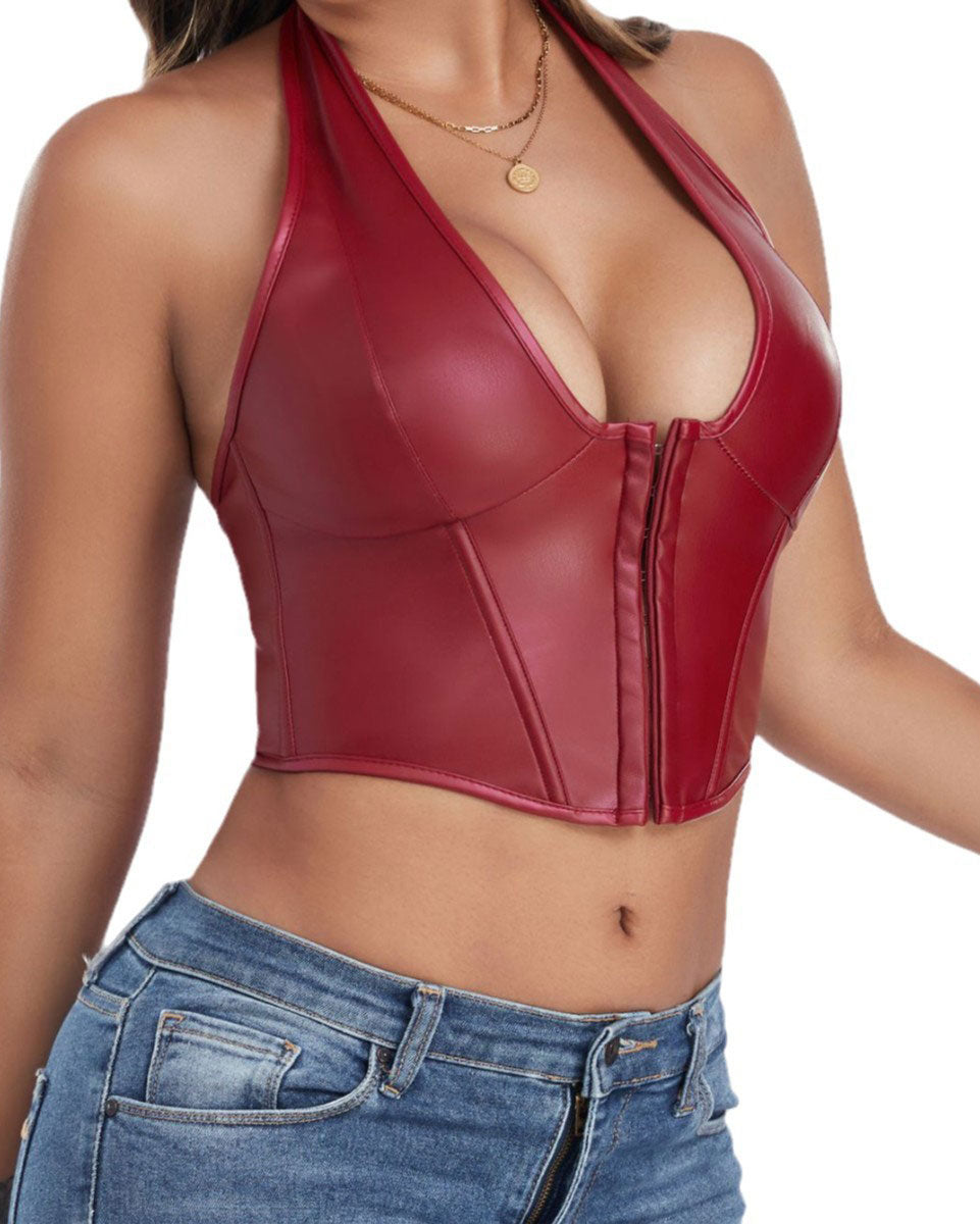 Solid Color Fishbone Corset Fashion Women Sexy Ribbed Tank Top
