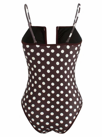 Polka Dot Tight Fitting Bikini One Piece Swimsuit