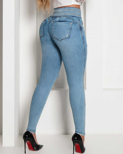 High-waisted Skinny Fashion Casual Ripped Jeans