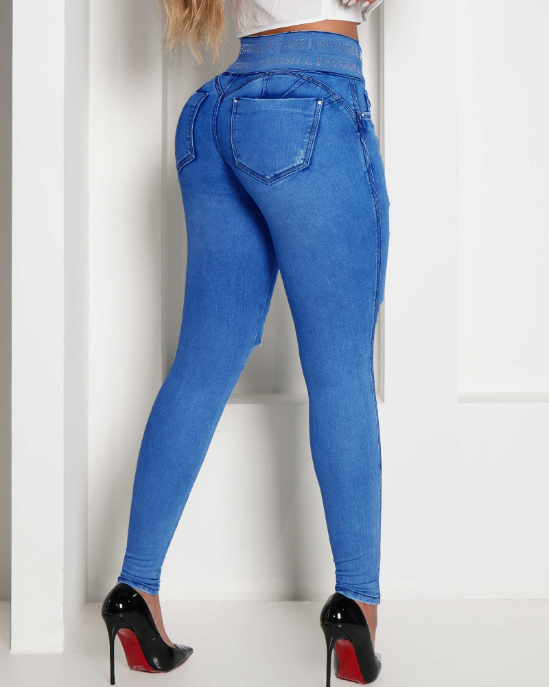 High-waisted Skinny Fashion Casual Ripped Jeans