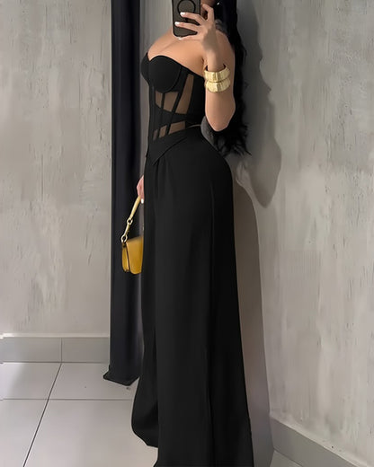 Bandeau Slimming Fit Casual Wide-Leg Jumpsuit