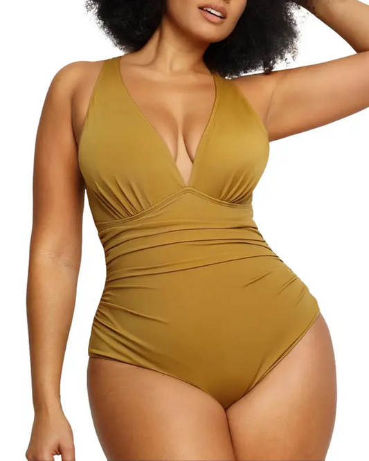 Ruched Front Tummy Control &amp; Butt Lifter Shaping One Piece Swimsuit