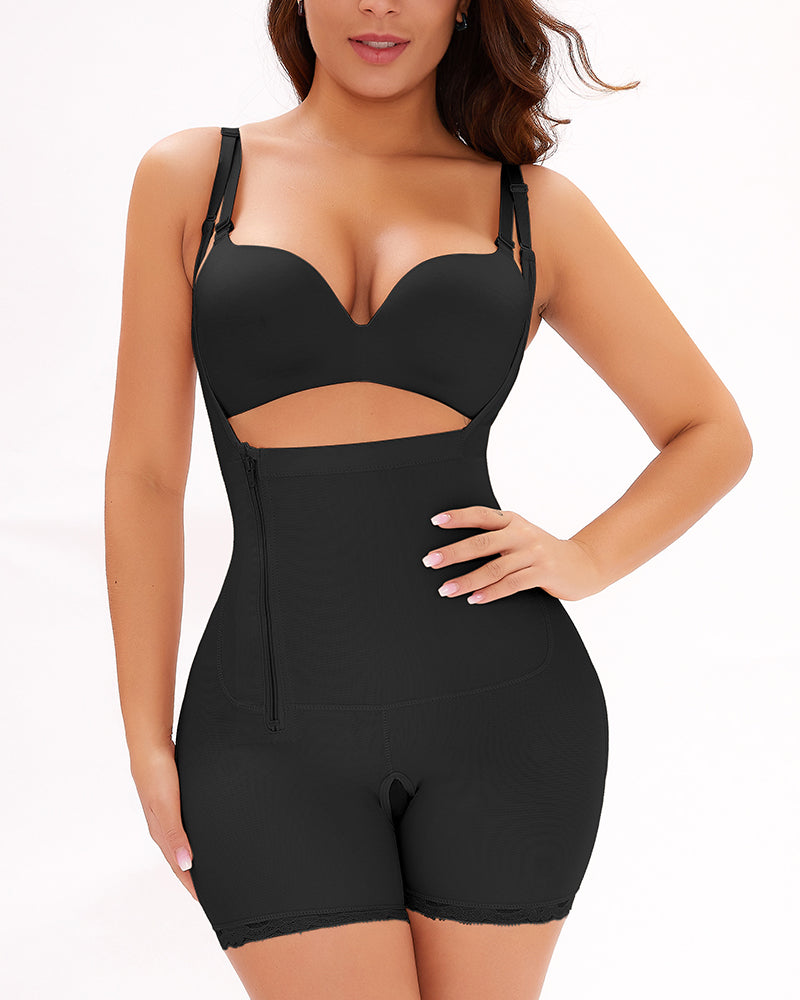 Women Postpartum Tummy Control Shapewear Flatten Abdomen Fajas Side Zipper Bodysuit