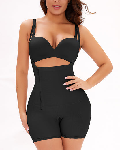 Women Postpartum Tummy Control Shapewear Flatten Abdomen Fajas Side Zipper Bodysuit