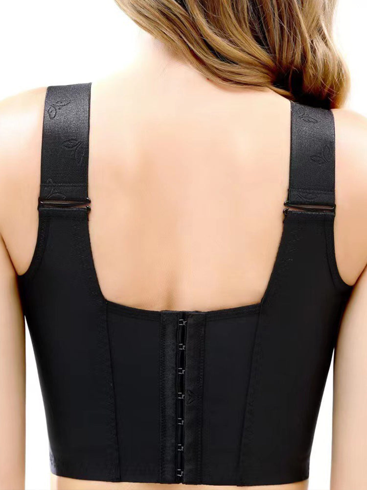 Women Front Closure &amp; Wide Straps Longline Cup Full Coverage Push Up Bra