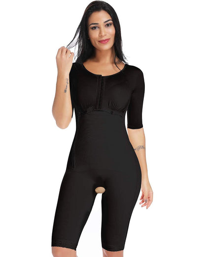 Women's Bodyshaper Long sleeve Tummy Control Breast Support Side Zipper Long Bodysuit Shapewear