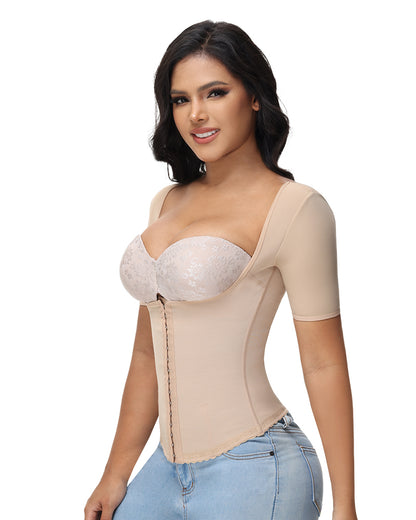 Back Support with Sleeves Hook Eyes Control Vest
