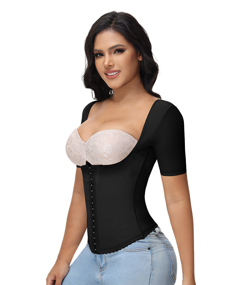 Back Support with Sleeves Hook Eyes Control Vest