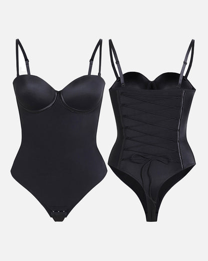 Back Lace-up Bodysuit Thong Seamless Shapewear