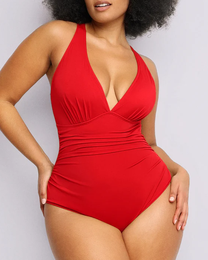 Ruched Front Tummy Control &amp; Butt Lifter Shaping One Piece Swimsuit
