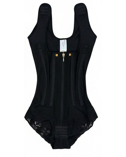 Zippered Front Opening Shapewear Bodysuit