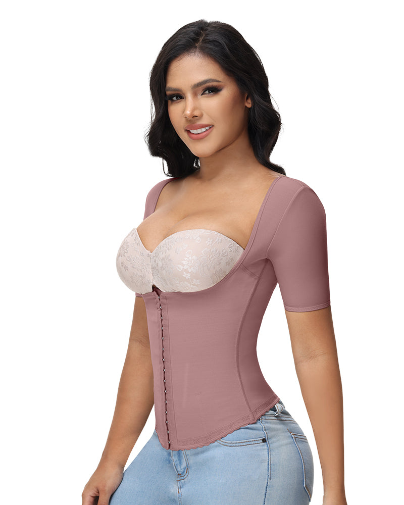 Back Support with Sleeves Hook Eyes Control Vest