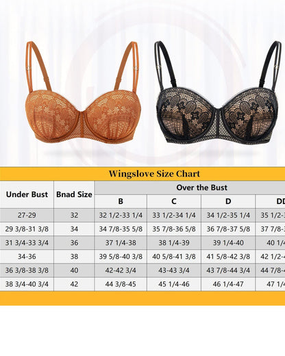 PUSH UP FULL FIGURE STRAPLESS PLEATED LACE MULTIWAY BRA