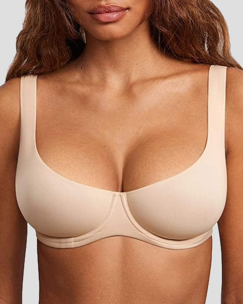 Supportive Underwire Non-Padded Demi Cup Bra