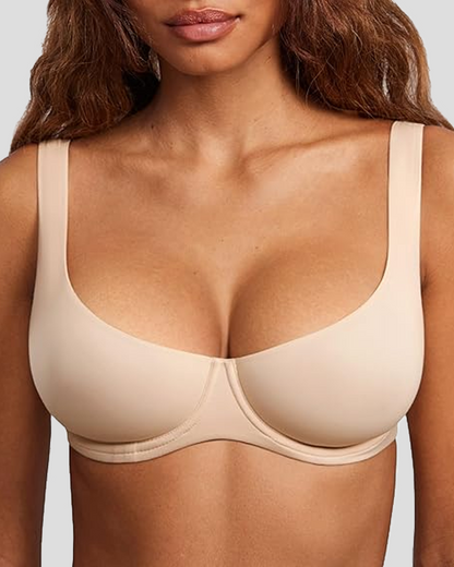 Supportive Underwire Non-Padded Demi Cup Bra