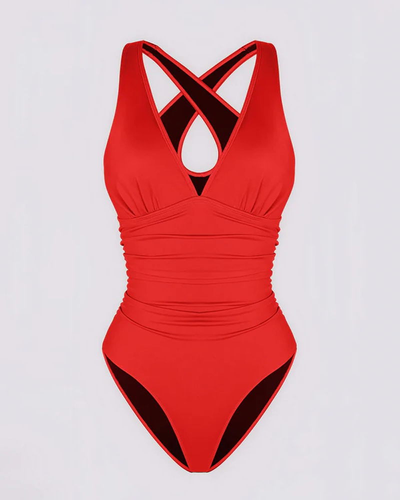 Ruched Front Tummy Control &amp; Butt Lifter Shaping One Piece Swimsuit