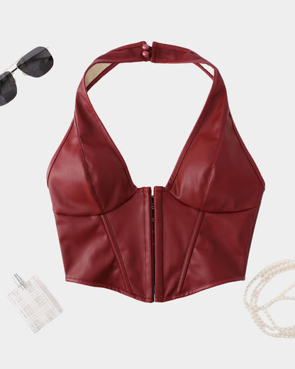 Solid Color Fishbone Corset Fashion Women Sexy Ribbed Tank Top