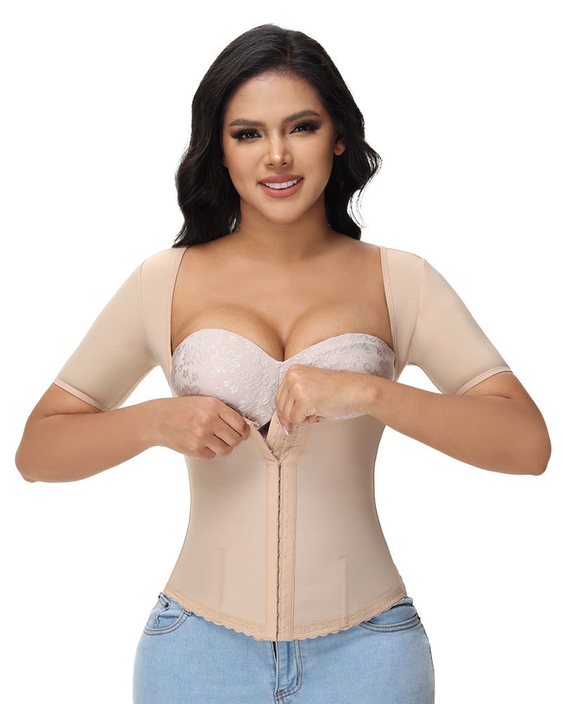 Back Support with Sleeves Hook Eyes Control Vest