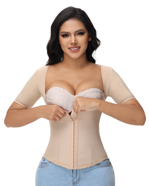 Back Support with Sleeves Hook Eyes Control Vest