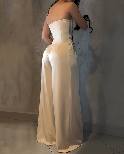 Bandeau Slimming Fit Casual Wide-Leg Jumpsuit
