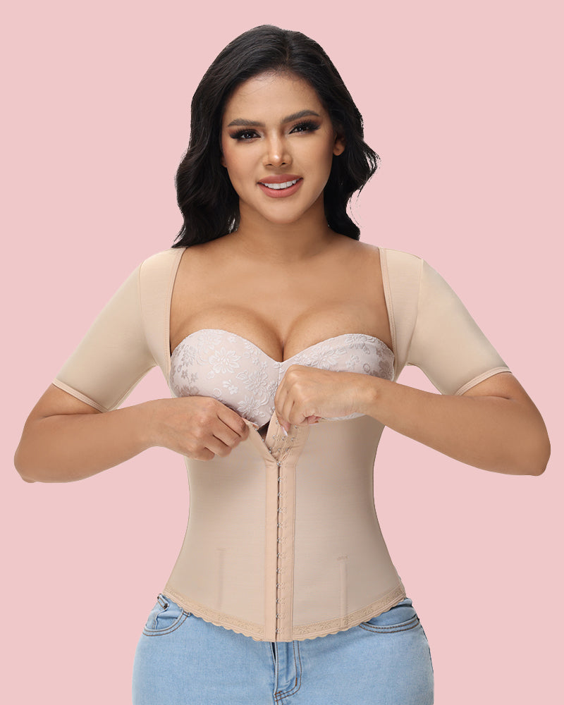 Back Support with Sleeves Hook Eyes Control Vest