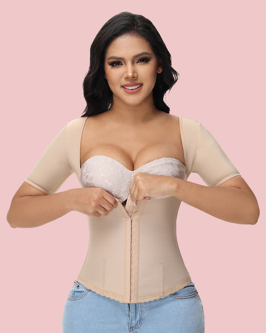 Back Support with Sleeves Hook Eyes Control Vest