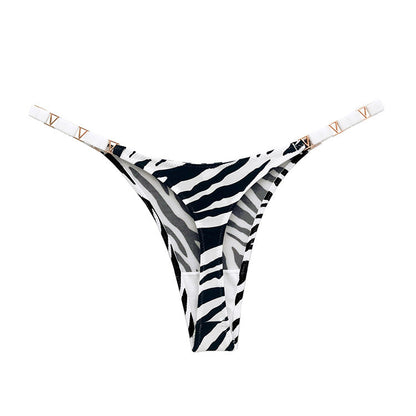Female Metal Animal Print T-back Underwear