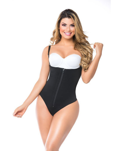 Women Shapewear Bodysuit Adjustable Shoulder Straps Zipper Control Body Shaper Fajas