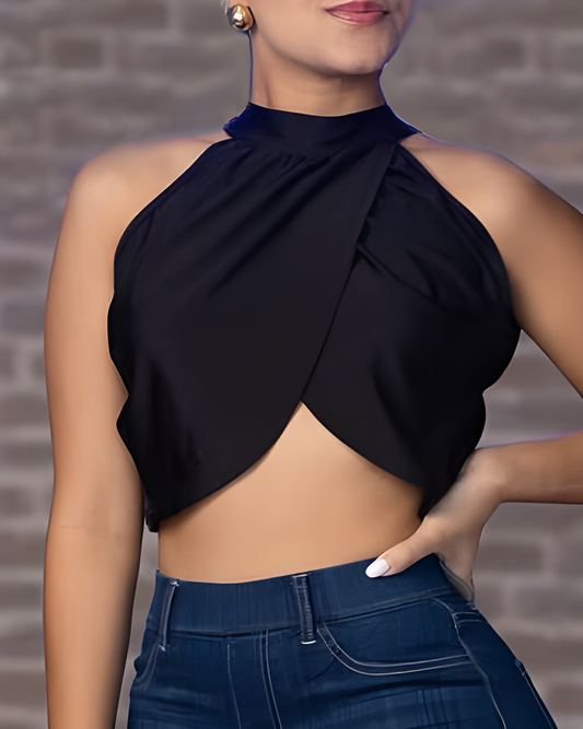 Sexy Halter Neck Irregular Backless Top