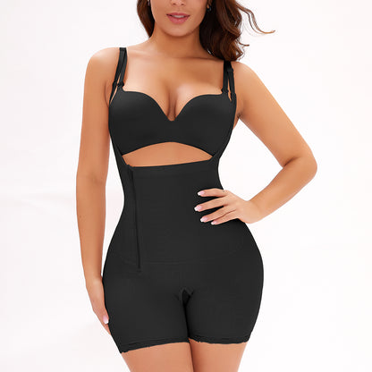 Women Postpartum Tummy Control Shapewear Flatten Abdomen Fajas Side Zipper Bodysuit