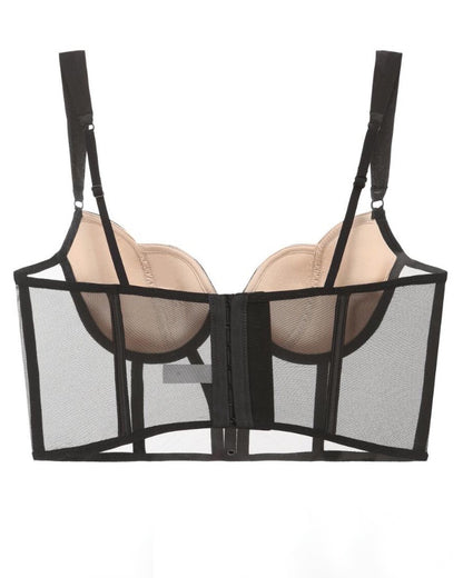 Sheer Mesh Push-Up Corset Top