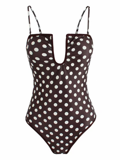 Polka Dot Tight Fitting Bikini One Piece Swimsuit