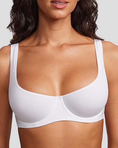 Supportive Underwire Non-Padded Demi Cup Bra