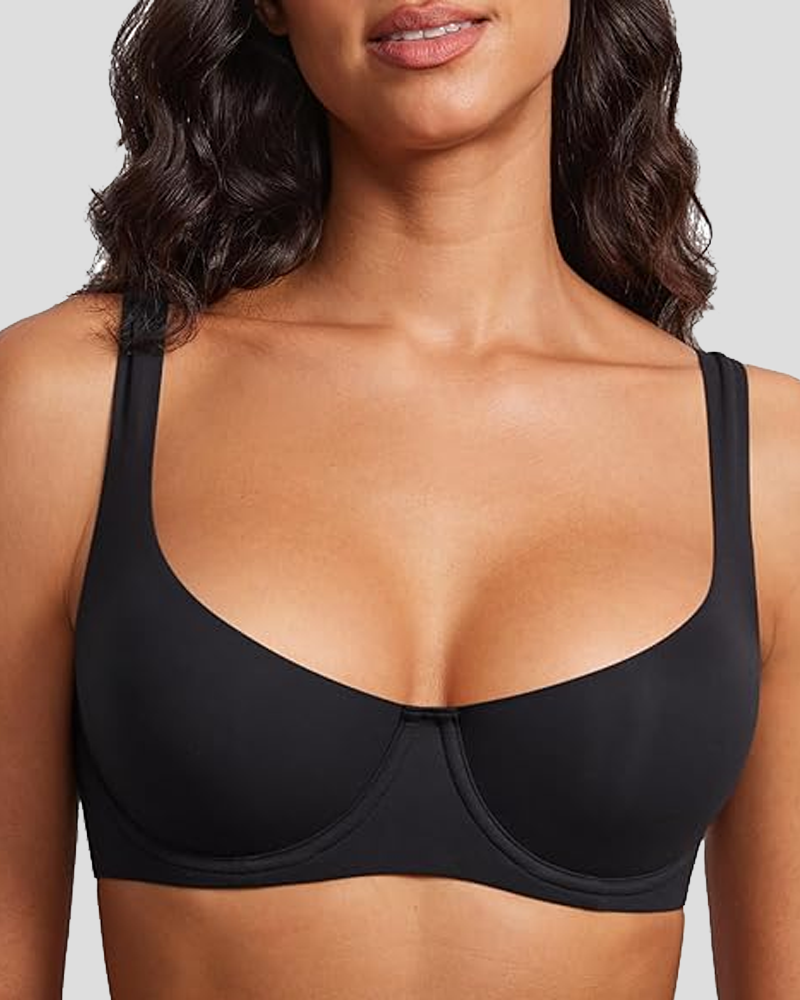 Supportive Underwire Non-Padded Demi Cup Bra