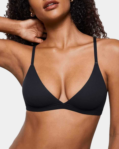 Unpadded Seamless Triangle Bra with Deep V &amp; Wire-Free Cups