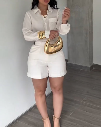 2 Piece Sets For Women Fashion Casual Shirts And Shorts