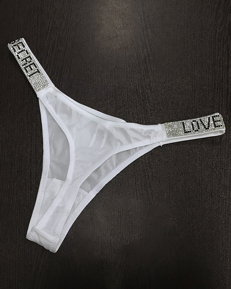 Sexy Low Waist T Pants Narrow Edge Water Diamond Underwear Sports Hip Lifting Thong Breathable Invisible
