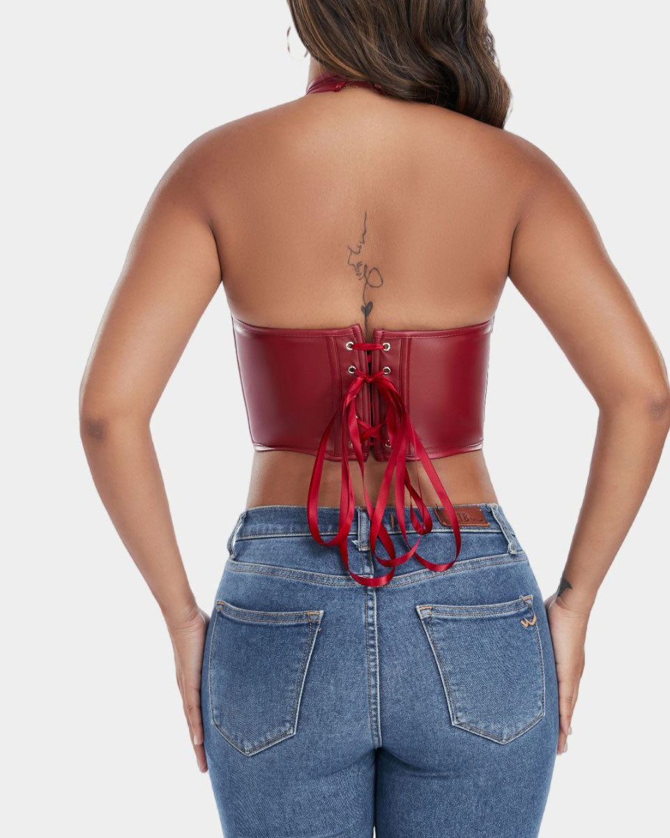 Solid Color Fishbone Corset Fashion Women Sexy Ribbed Tank Top